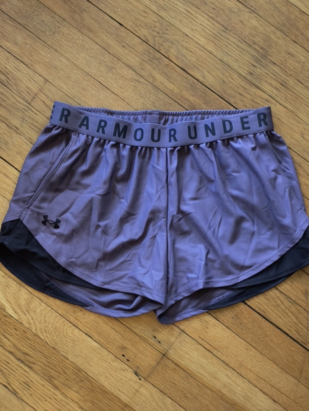 Under Armour Lavender Layered Athletic Shorts with Branded Waistband